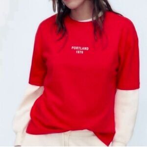 Zara Red Cotton T-shirt(Size Medium)